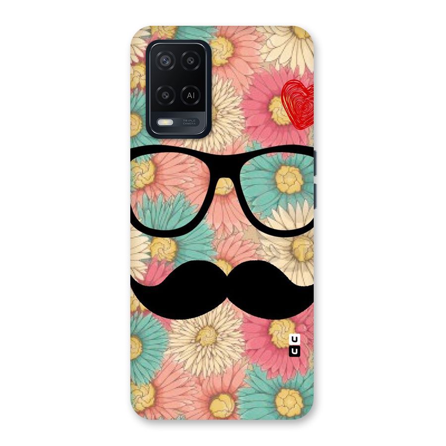 Floral Moustache Back Case for Oppo A54