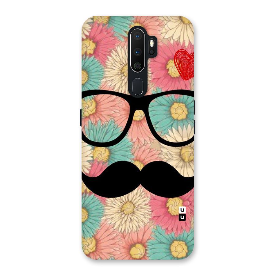 Floral Moustache Back Case for Oppo A5 (2020)