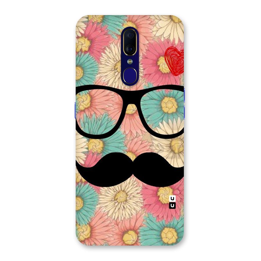Floral Moustache Back Case for Oppo A9