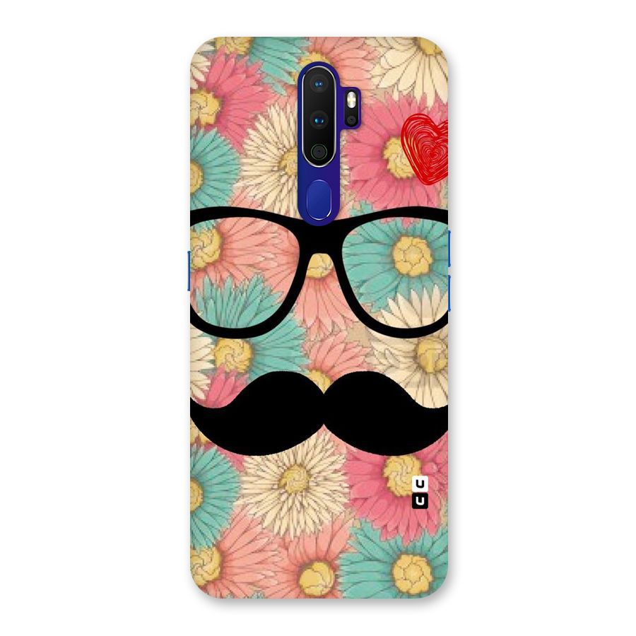 Floral Moustache Back Case for Oppo A9 (2020)
