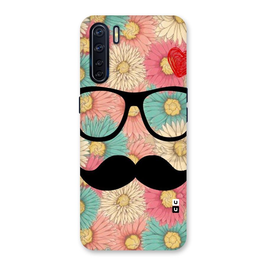 Floral Moustache Back Case for Oppo F15