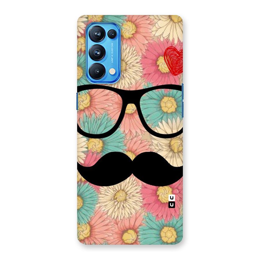 Floral Moustache Back Case for Oppo Reno5 Pro 5G