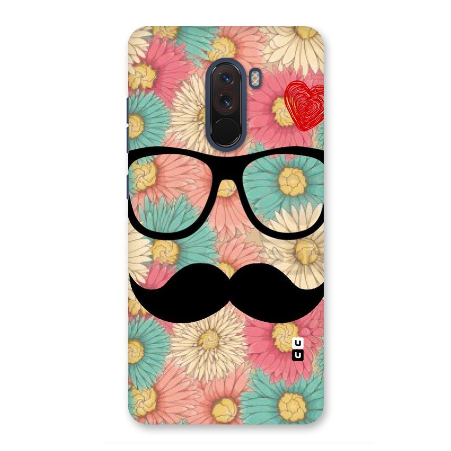 Floral Moustache Back Case for Poco F1