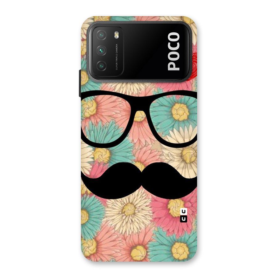 Floral Moustache Back Case for Poco M3