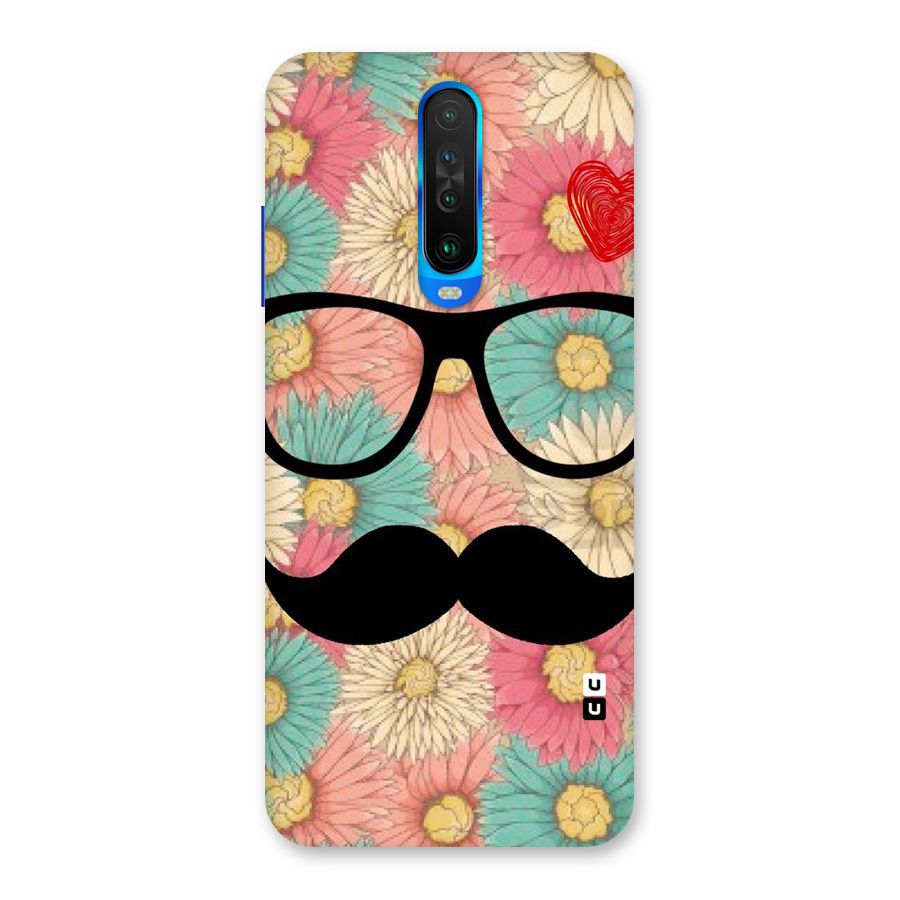 Floral Moustache Back Case for Poco X2