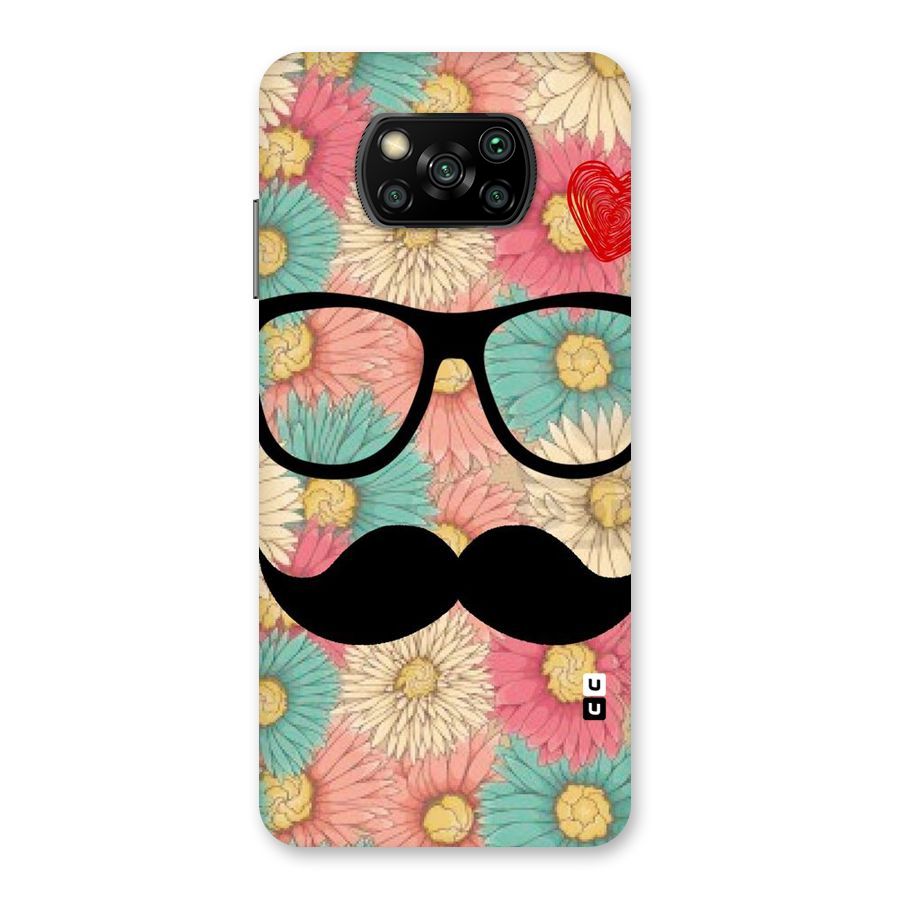 Floral Moustache Back Case for Poco X3