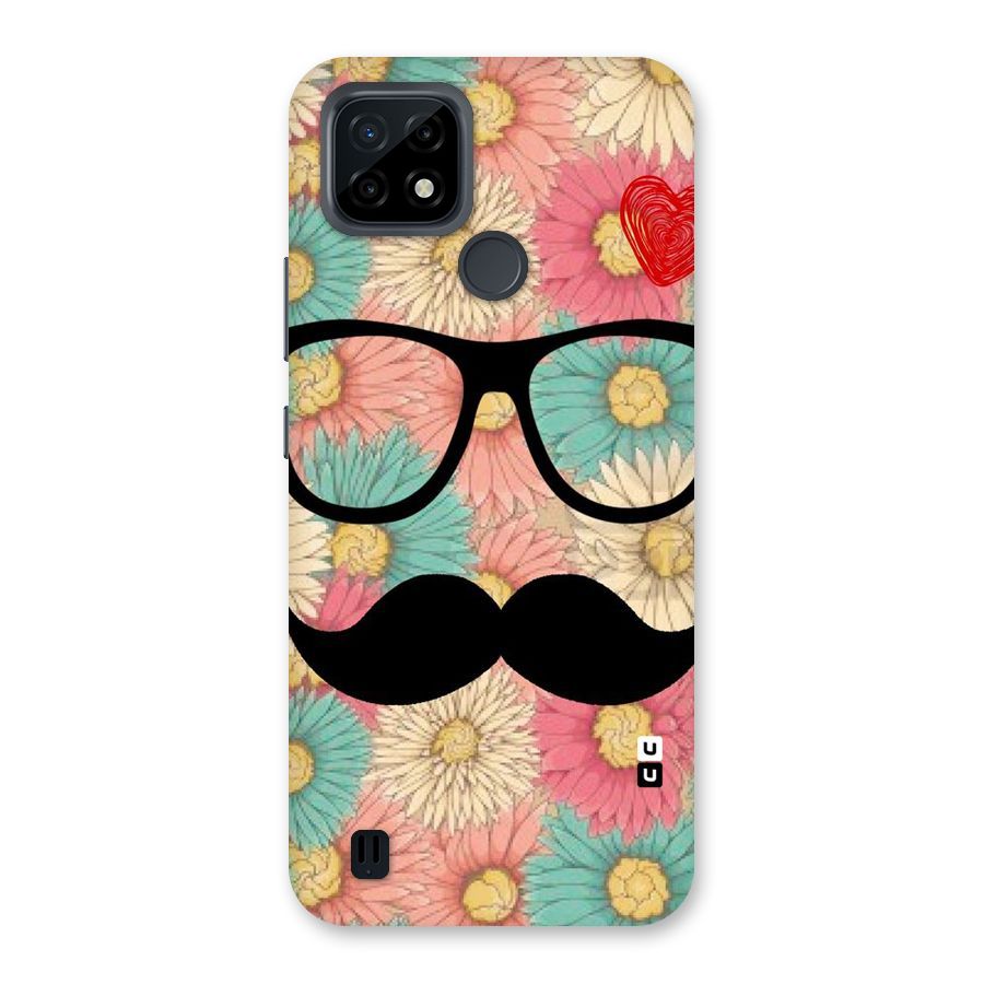 Floral Moustache Back Case for Realme C21