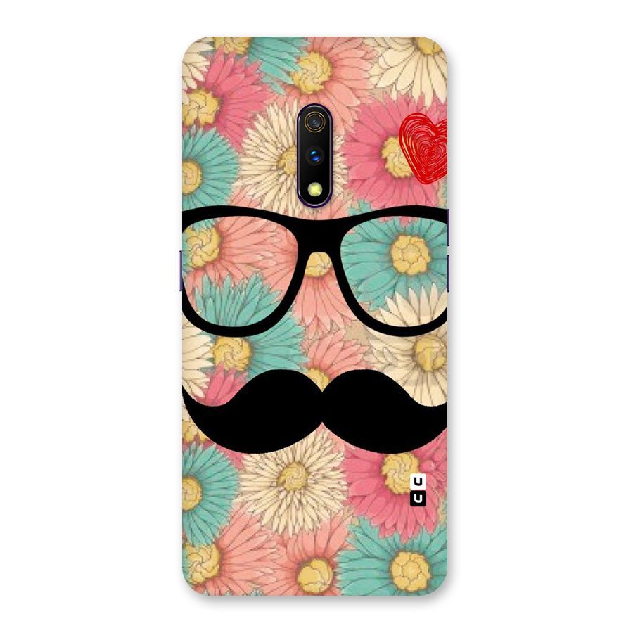 Floral Moustache Back Case for Realme X