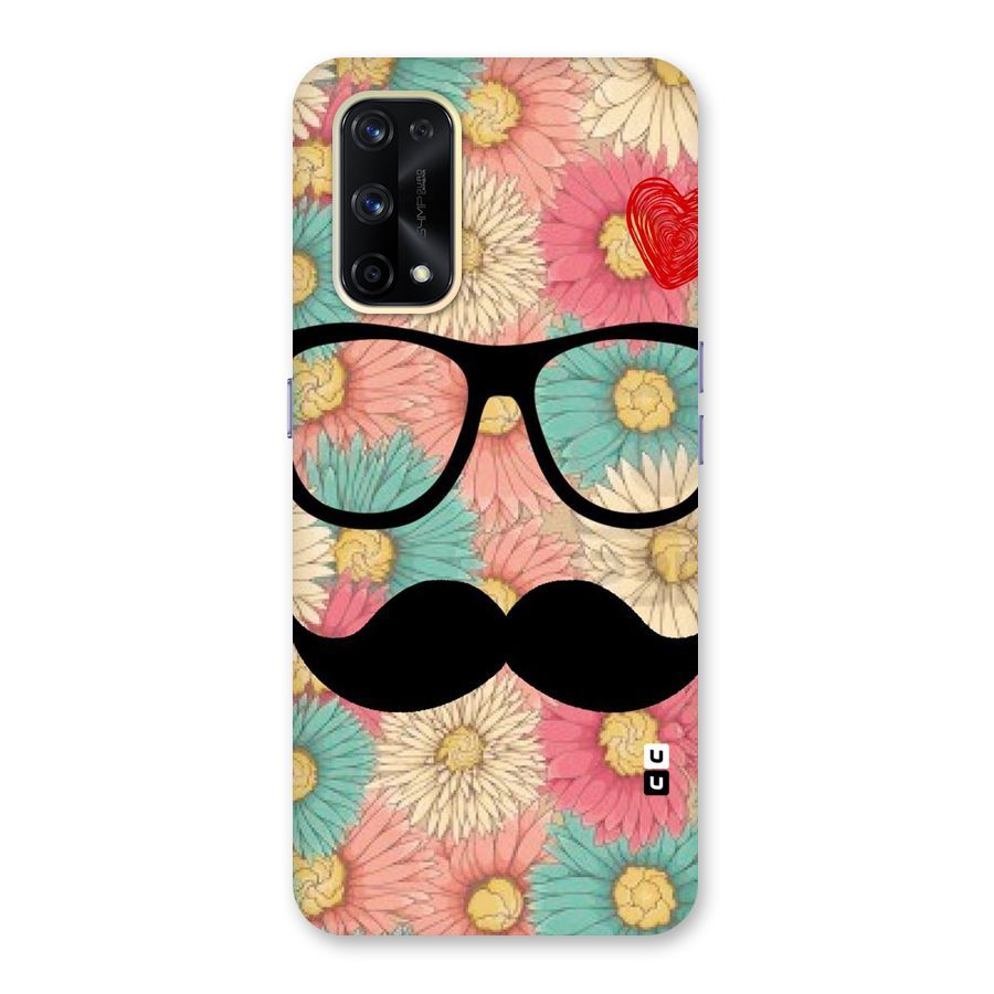 Floral Moustache Glass Back Case for Realme X7 Pro