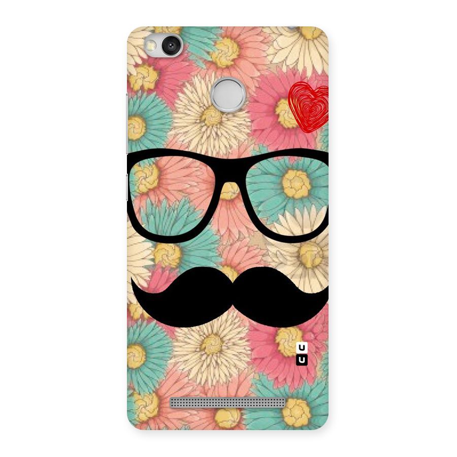 Floral Moustache Back Case for Redmi 3S Prime