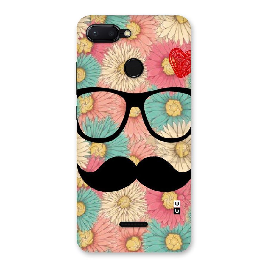 Floral Moustache Back Case for Redmi 6