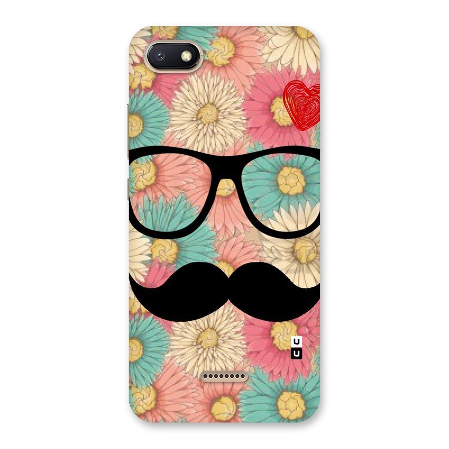 Floral Moustache Back Case for Redmi 6A