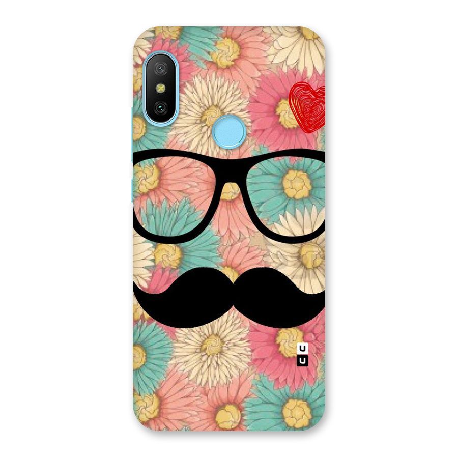 Floral Moustache Back Case for Redmi 6 Pro
