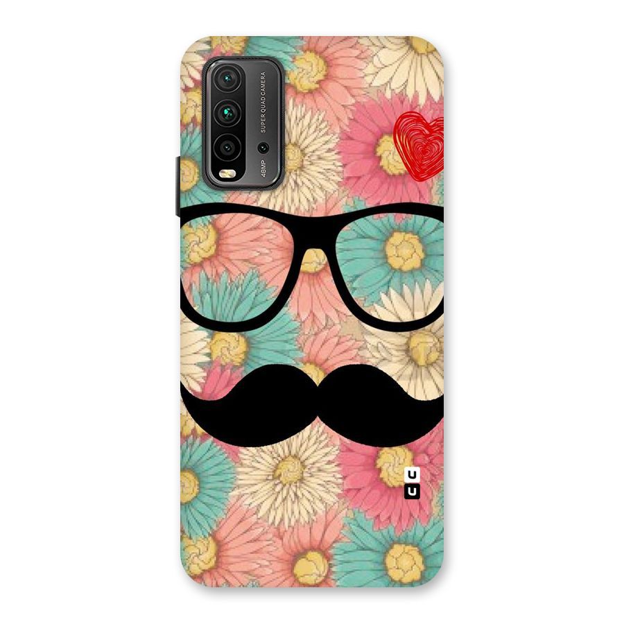 Floral Moustache Back Case for Redmi 9 Power