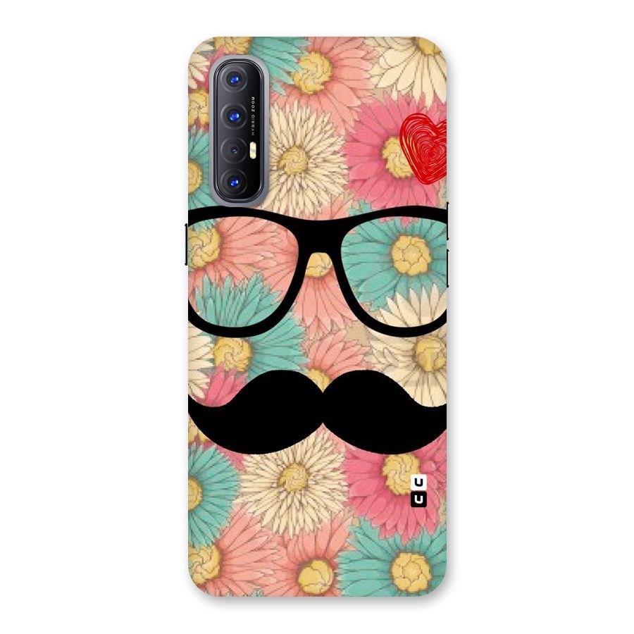 Floral Moustache Back Case for Reno3 Pro