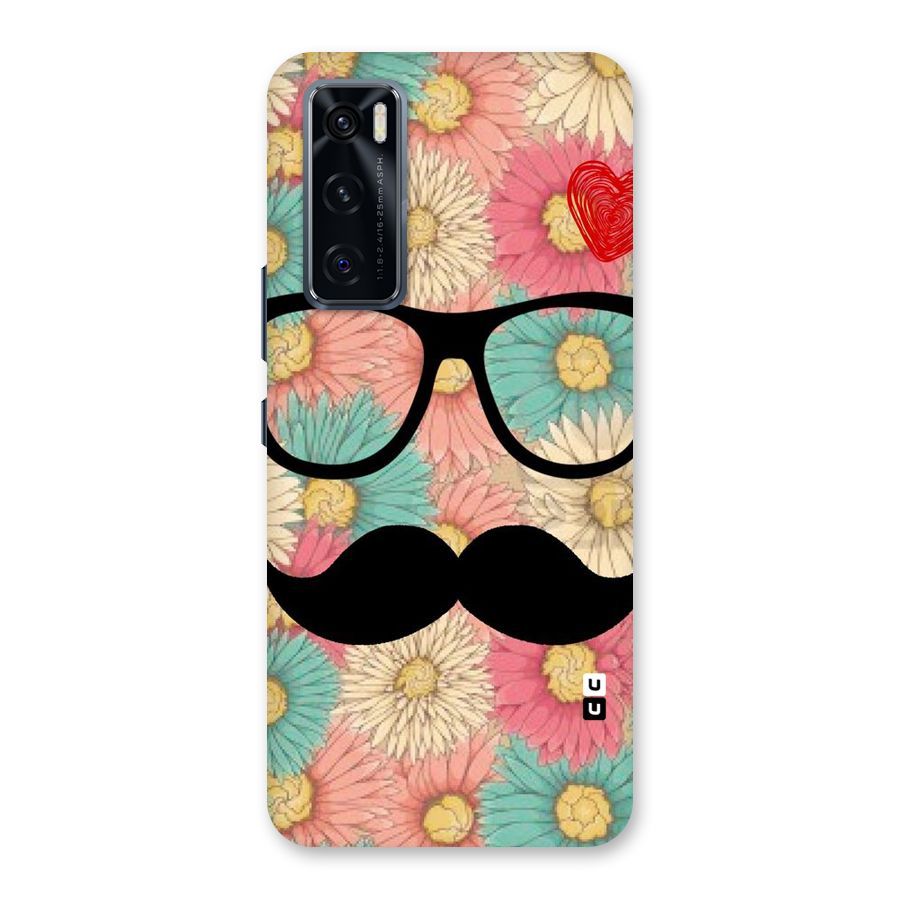 Floral Moustache Back Case for Vivo V20 SE