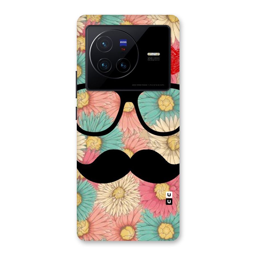Floral Moustache Back Case for Vivo X80