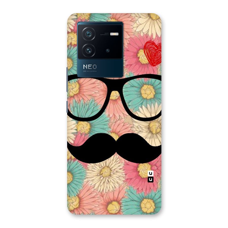 Floral Moustache Back Case for Vivo iQOO Neo 6 5G