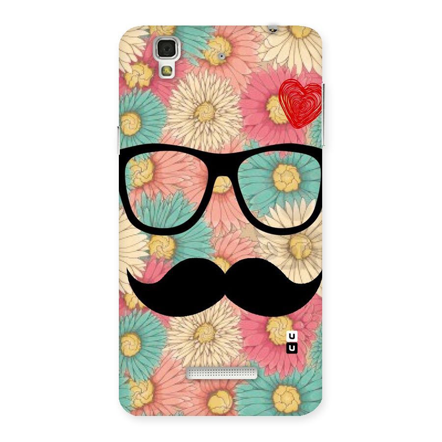 Floral Moustache Back Case for Yu Yureka