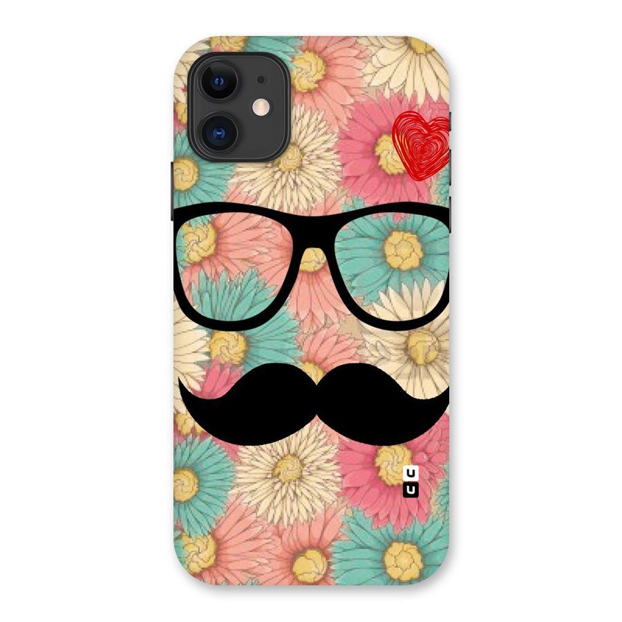 Floral Moustache Back Case for iPhone 11