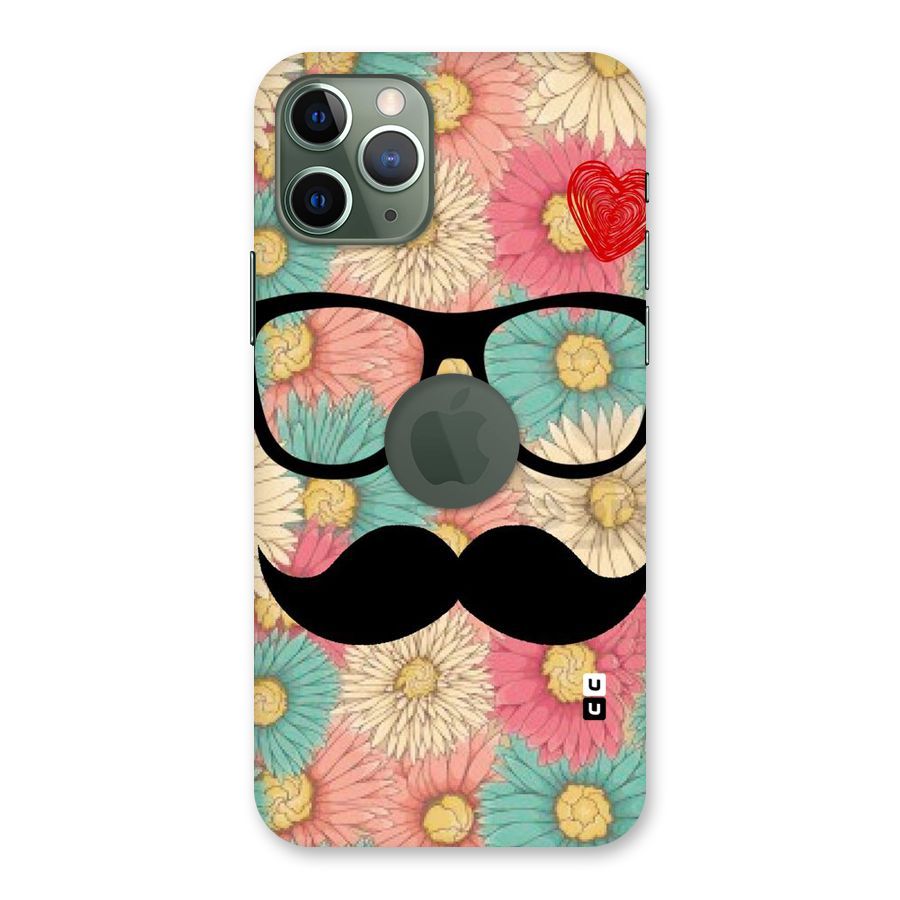 Floral Moustache Back Case for iPhone 11 Pro Logo  Cut