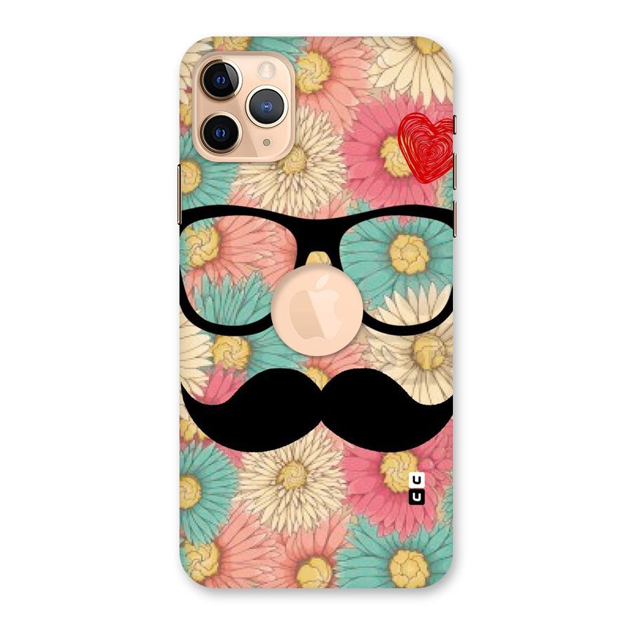 Floral Moustache Back Case for iPhone 11 Pro Max Logo Cut