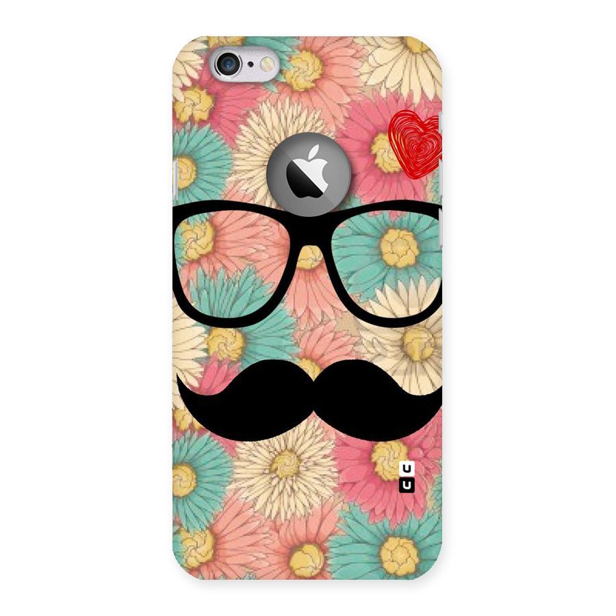 Floral Moustache Back Case for iPhone 6 Logo Cut