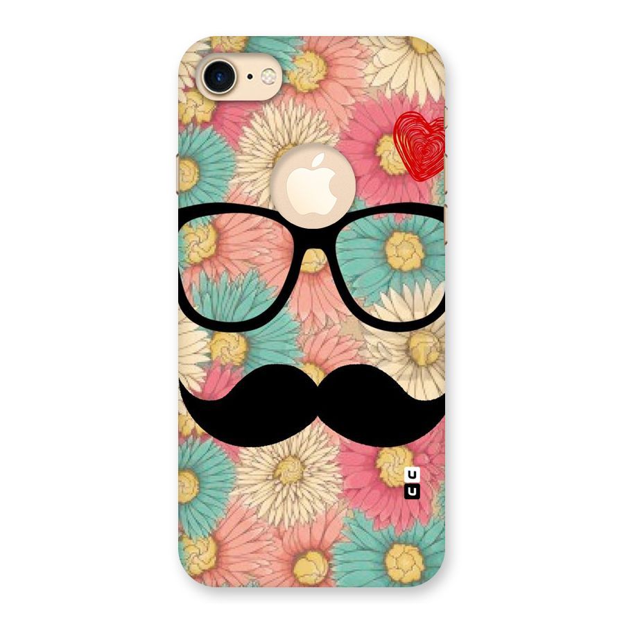 Floral Moustache Back Case for iPhone 7 Logo Cut