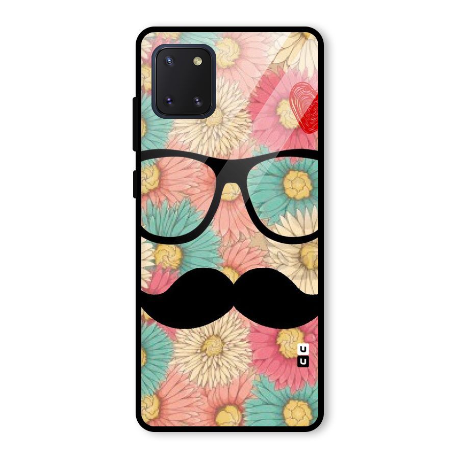 Floral Moustache Glass Back Case for Galaxy Note 10 Lite