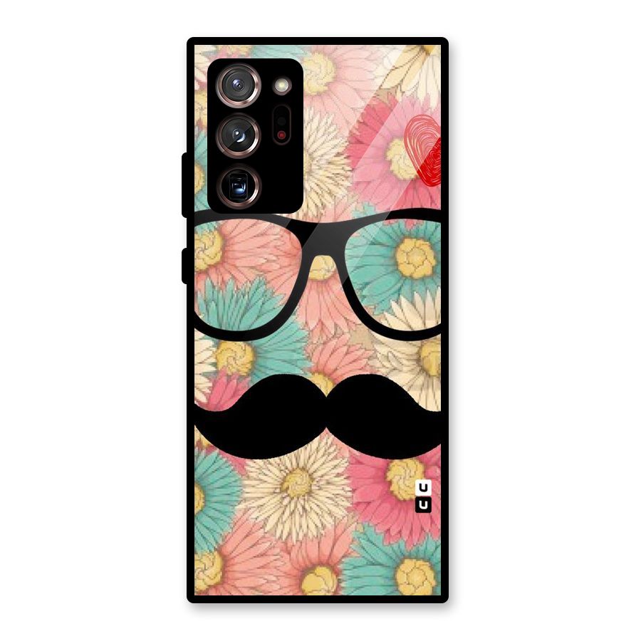Floral Moustache Glass Back Case for Galaxy Note 20 Ultra