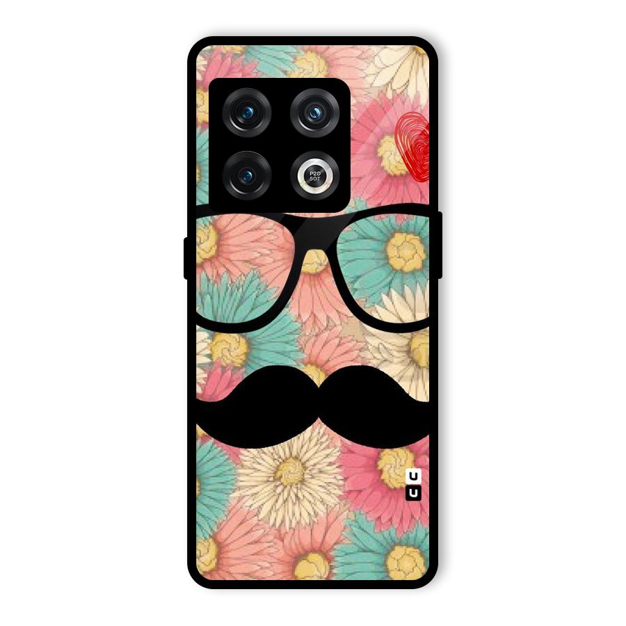 Floral Moustache Glass Back Case for OnePlus 10 Pro 5G