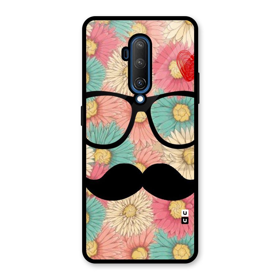 Floral Moustache Glass Back Case for OnePlus 7T Pro