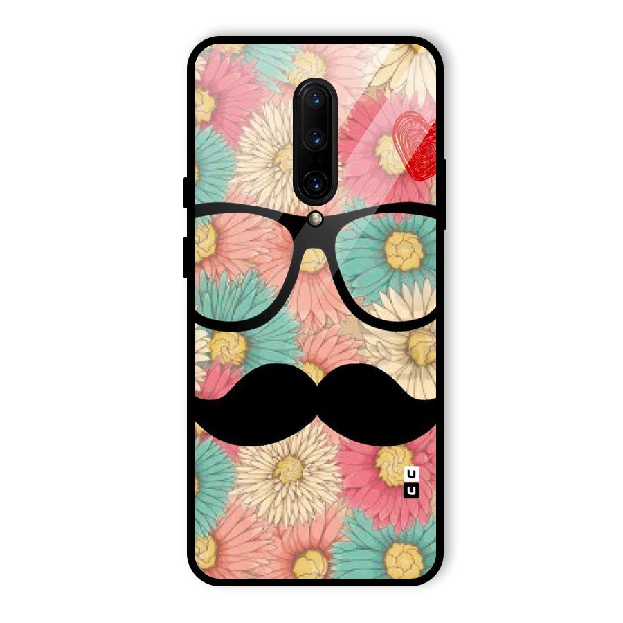 Floral Moustache Glass Back Case for OnePlus 7 Pro