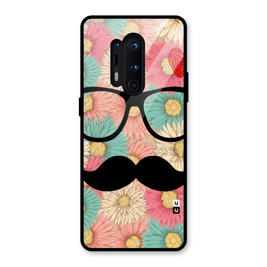 Floral Moustache Glass Back Case for OnePlus 8 Pro