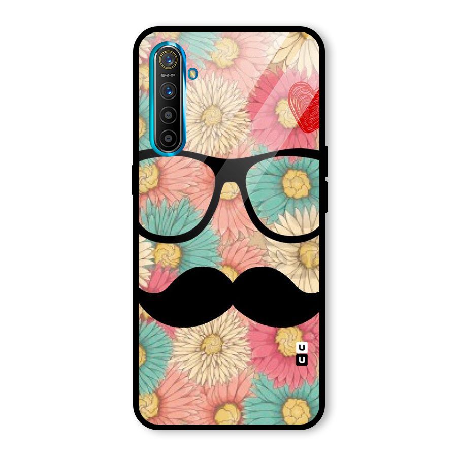 Floral Moustache Glass Back Case for Realme X2