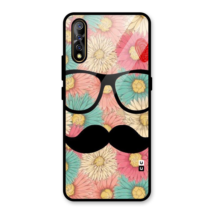 Floral Moustache Glass Back Case for Vivo S1