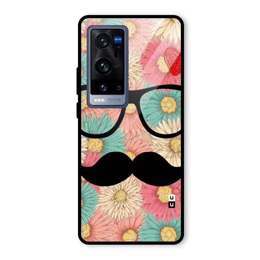 Floral Moustache Glass Back Case for Vivo X60 Pro Plus