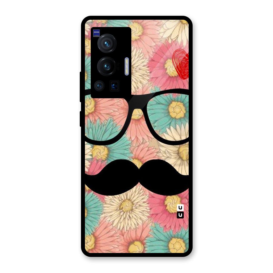 Floral Moustache Glass Back Case for Vivo X70 Pro