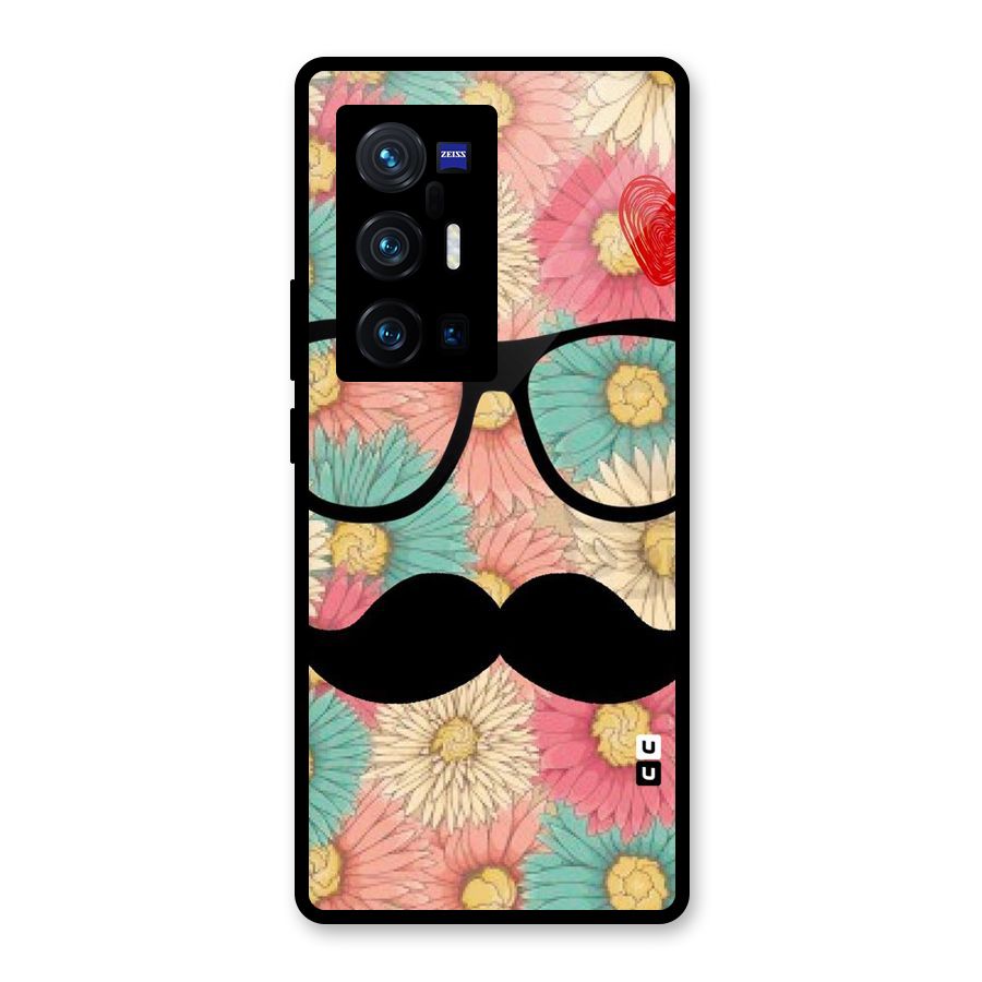 Floral Moustache Glass Back Case for Vivo X70 Pro Plus