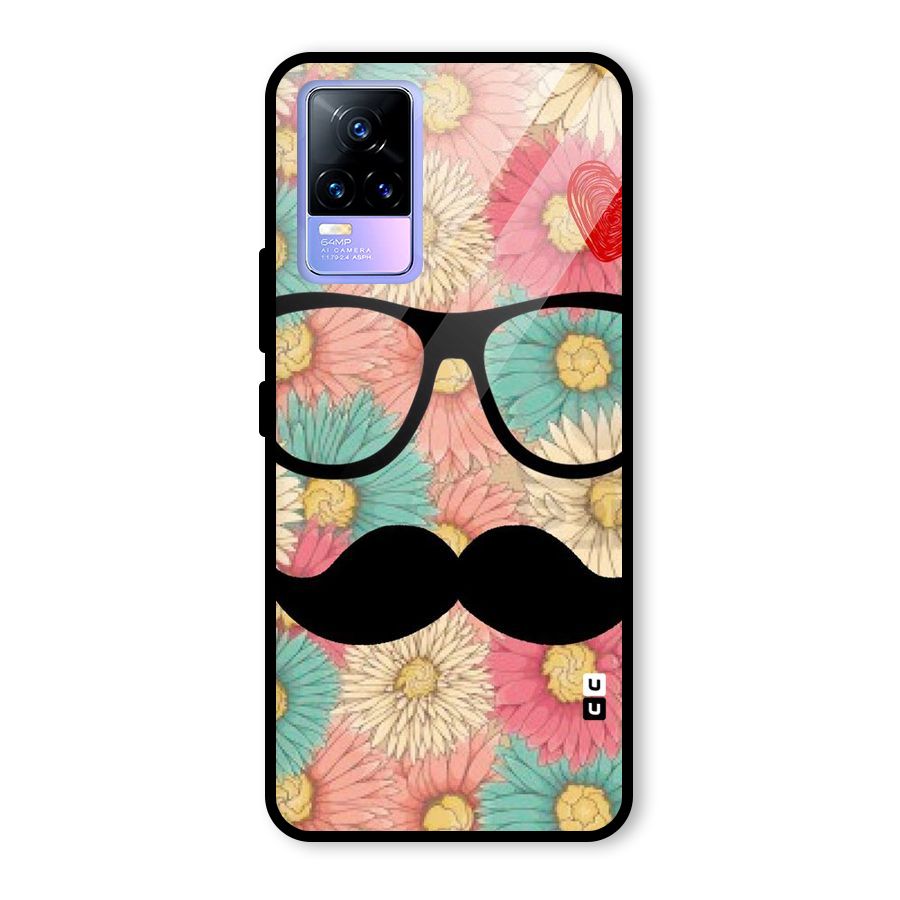 Floral Moustache Glass Back Case for Vivo Y73