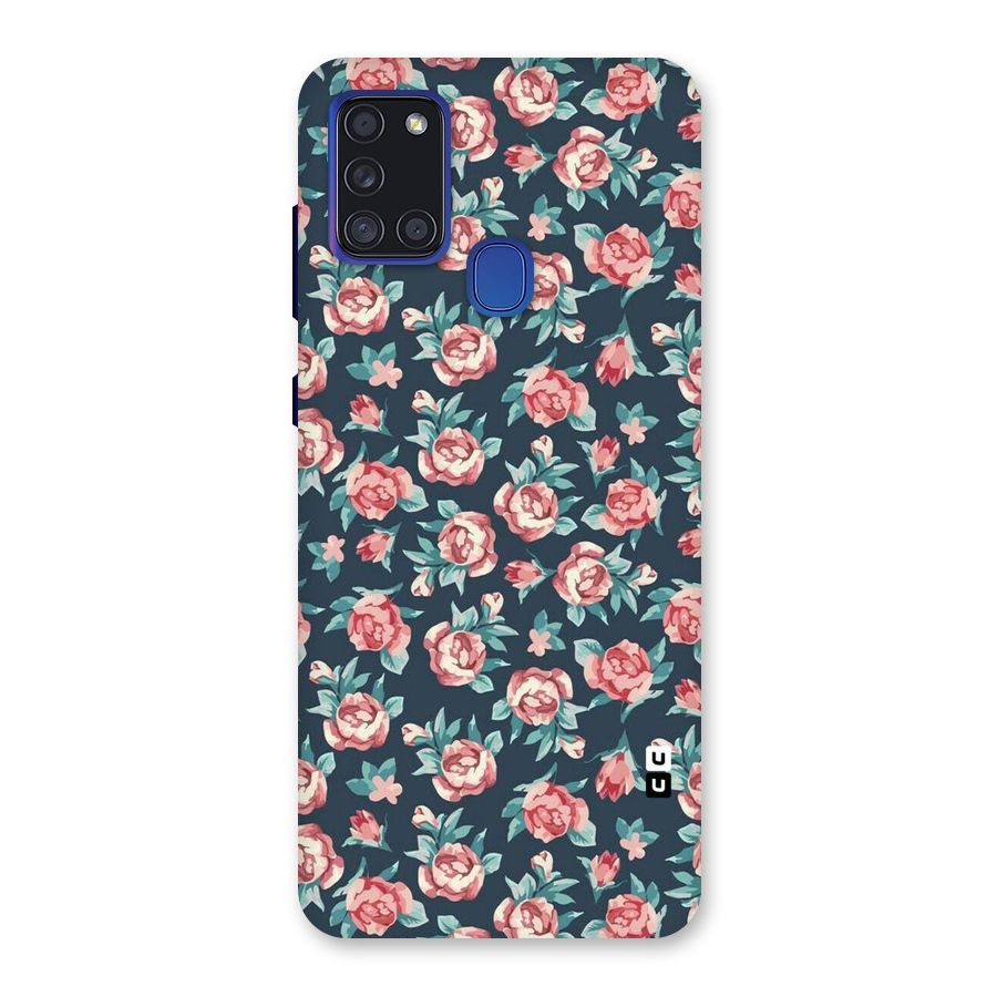 Floral Navy Bloom Back Case for Galaxy A21s