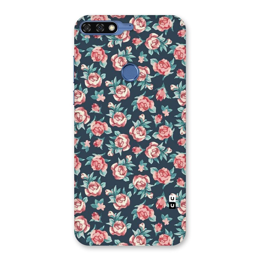 Floral Navy Bloom Back Case for Honor 7C