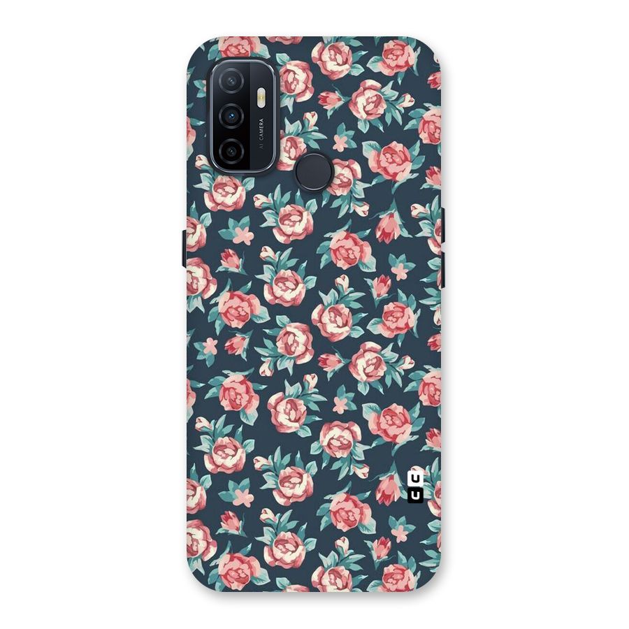 Floral Navy Bloom Back Case for Oppo A32