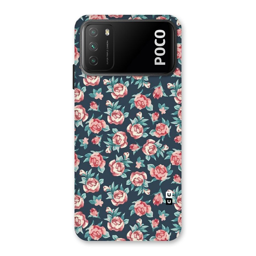 Floral Navy Bloom Back Case for Poco M3