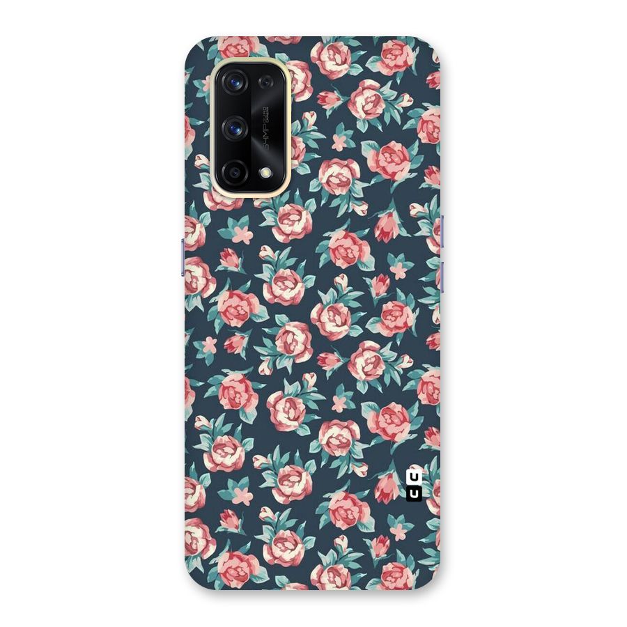 Floral Navy Bloom Glass Back Case for Realme X7 Pro