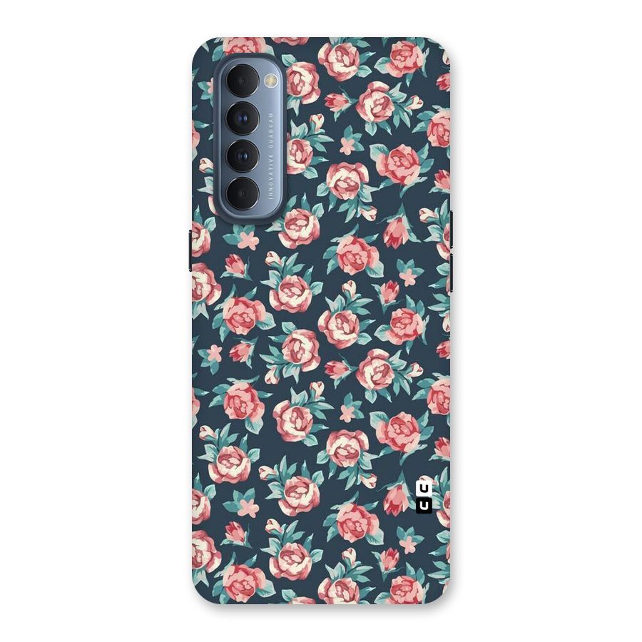 Floral Navy Bloom Back Case for Reno4 Pro