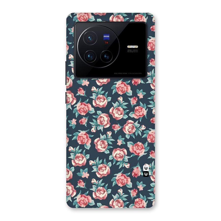 Floral Navy Bloom Back Case for Vivo X80