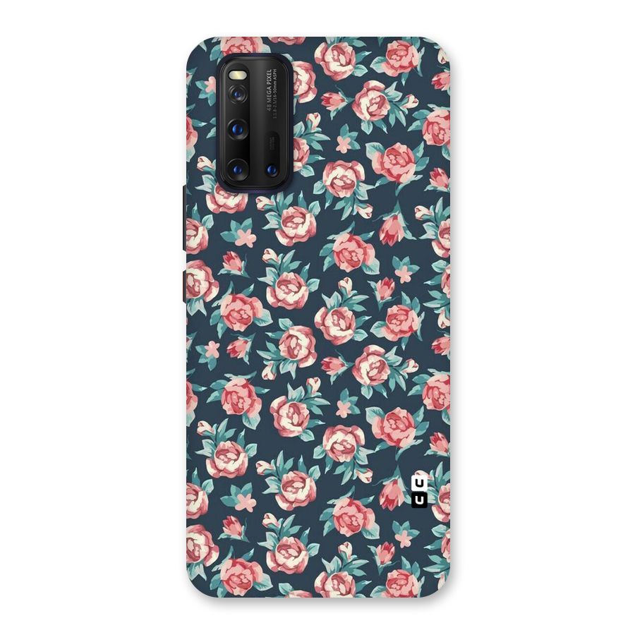 Floral Navy Bloom Back Case for Vivo iQOO 3
