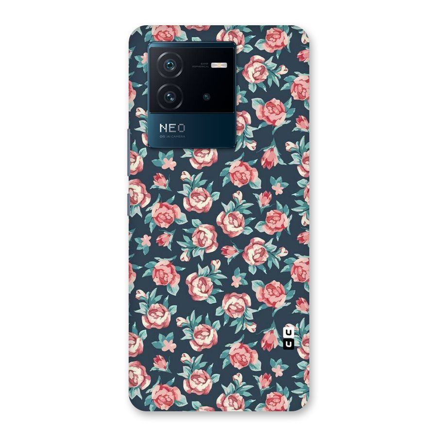 Floral Navy Bloom Back Case for Vivo iQOO Neo 6 5G