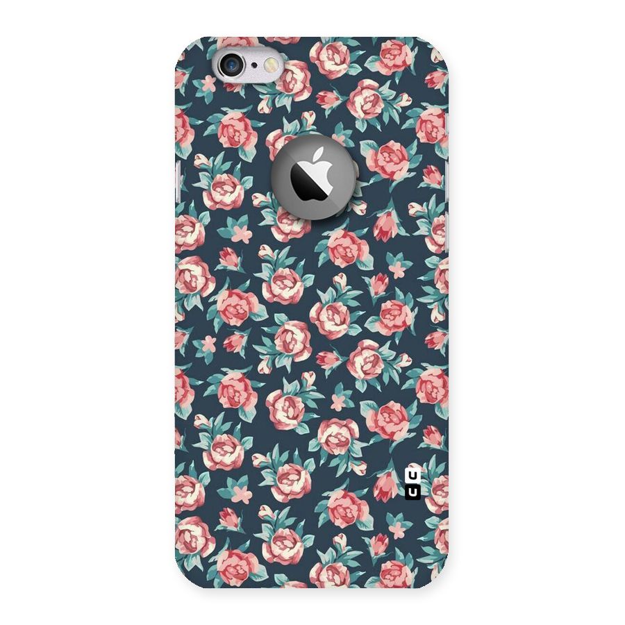 Floral Navy Bloom Back Case for iPhone 6 Logo Cut